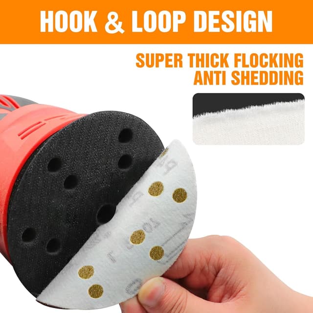 Detalle 2 de KONGMING 50 Stück Schleifpapier 150 mm Klett Körnung 40 – 15-Loch für Exzenterschleifer