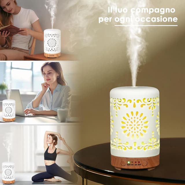 Detalle 2 de Vankarr Diffusore di oli essenziali a ultrasuoni 250 ml con luci LED e timer