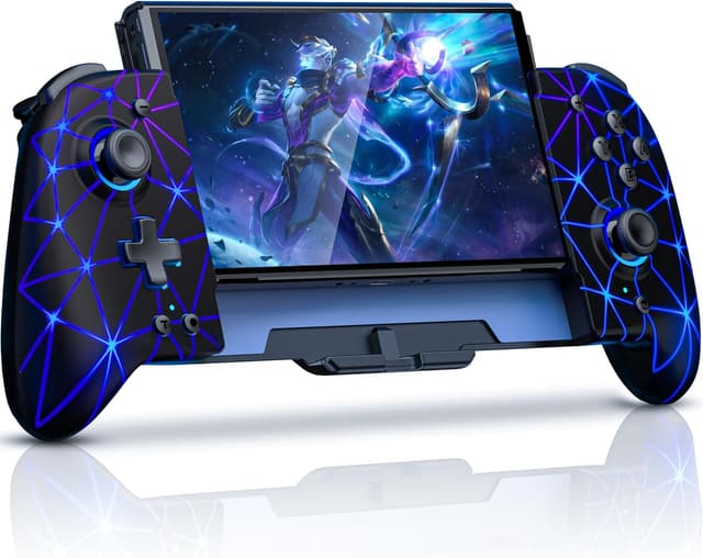 Detalle de GAMSINGY Handheld Switch Controller mit 4 Spiele-Karten-Slots, programmierbaren Tasten und Turbo/Vibration