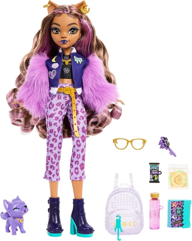 Thumbnail 4 de Monster High Clawdeen Wolf con Mascota Crescent 🐺 Juguete +4 años