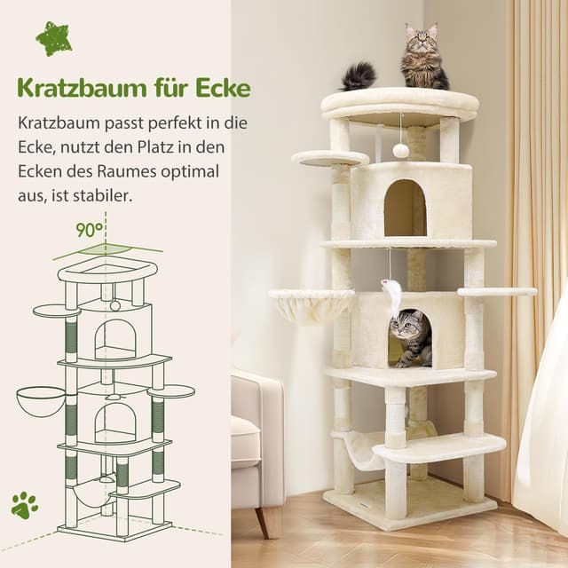 Detalle 1 de Globlazer Kratzbaum Beige 167 cm für 3-4 Katzen