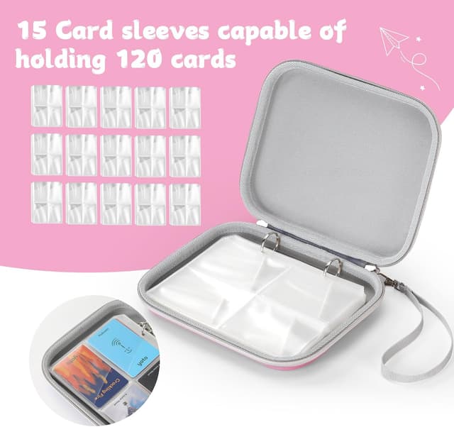 Detalle de Porte-cartes Jaffzora pour cartes Yoto – 120 poches, fermeture zippée, pour livres audio et cartes
