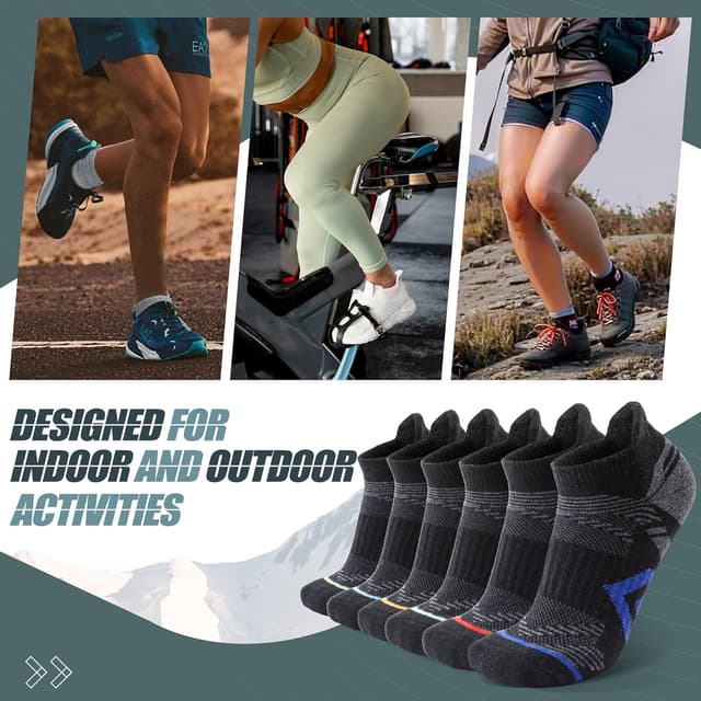 Detalle de ANTSANG No Show Merino Wool Ankle Socks (6-Pack) for Hiking, Running & Everyday Wear