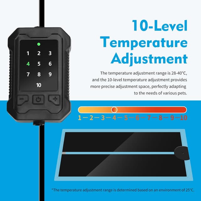 Detalle de Nobleza Tapis Chauffant Reptile avec Contrôleur 10 niveaux (28 à 40 °C) pour terrarium