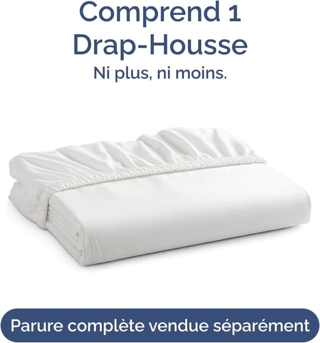 Detalle de Drap-housse 140x200 cm blanc à bonnet 30 cm en microfibre (OEKO-TEX)