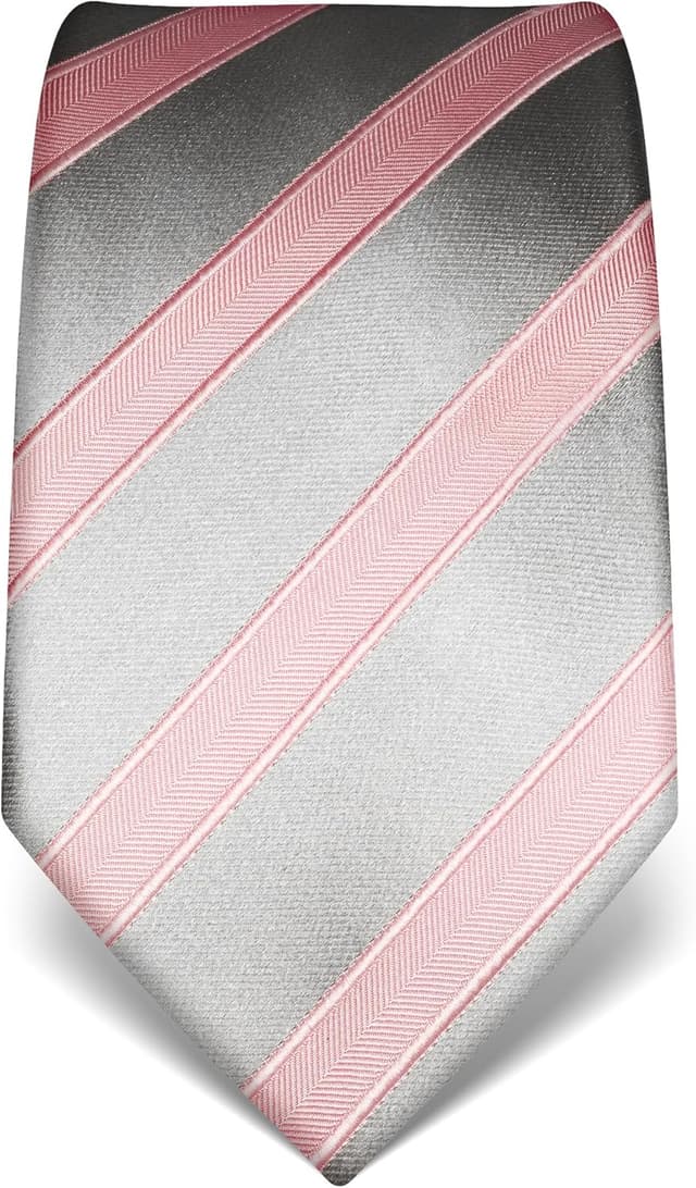 Detalle 2 de Cravate homme Vincenzo Boretti en pure soie, haute densité de tissage, anti-taches hydrofuge à rayures