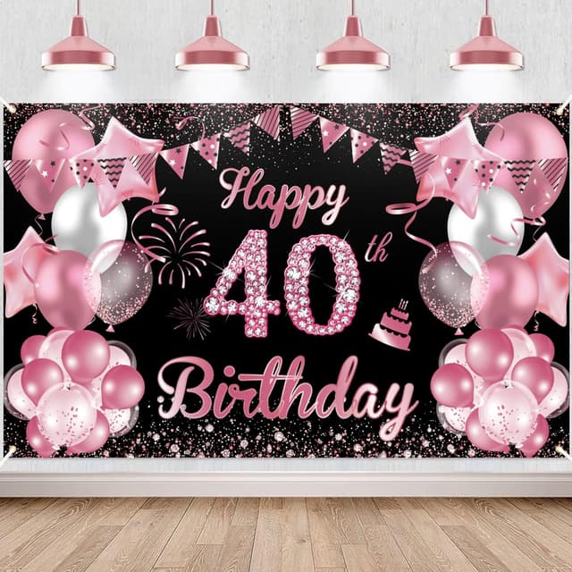 Detalle de Waylipun Happy 40th Birthday Banner 110×180 cm 🎉