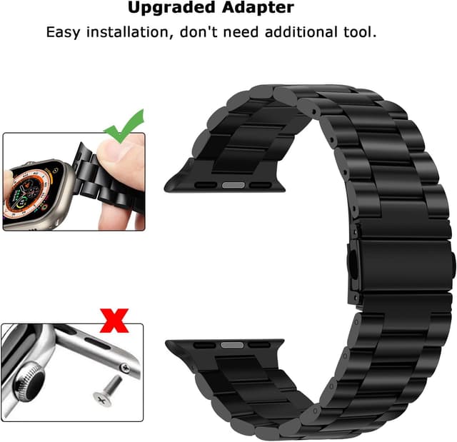 Detalle de Tasikar stainless steel metal strap for Apple Watch (49mm–38mm) including Ultra models