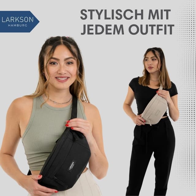 Thumbnail 6 de LARKSON Bauchtasche Grau Leo – Hüfttasche, Crossbody und Gürteltasche für Alltag, Sport & Outdoor
