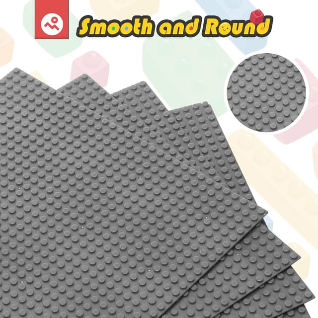 Detalle 2 de HUIZDQ 8 Pack Classic Baseplates Building Plates (10" x 10") in Grey