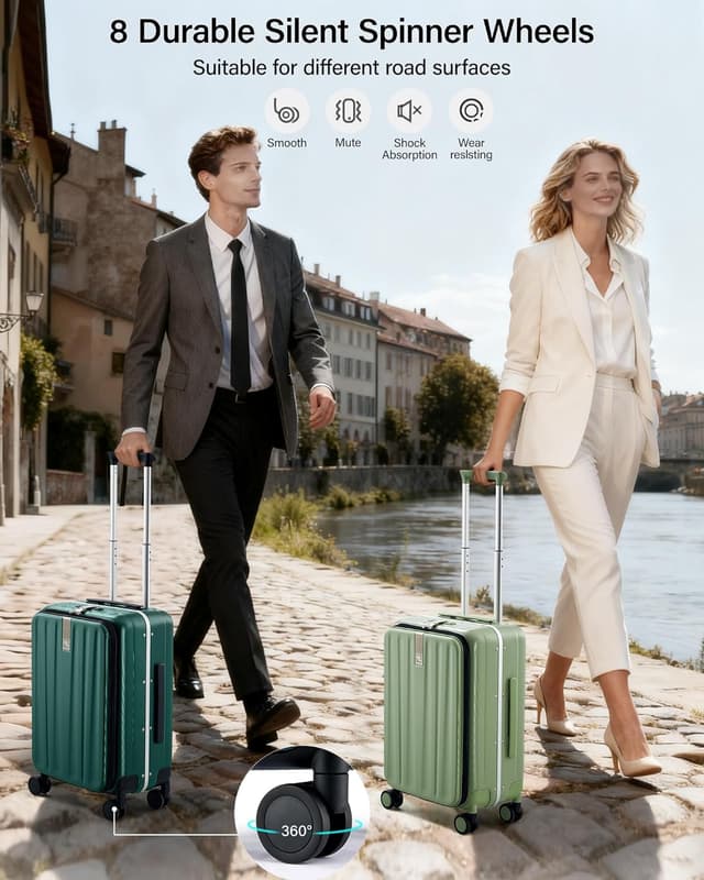 Thumbnail 6 de Hanke 26 Inch Large Checked Luggage (PC Hard Shell) with Top Opening and Wheels, Dark Green