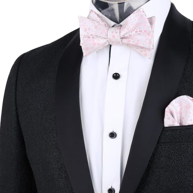 Detalle 2 de Alizeal Mens Floral Patterned Self Tied Bow Tie and Pocket Square Set