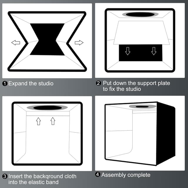Detalle de PULUZ Fotobox Tent Kit (50 cm) mit dimmbaren 3 Farbtemperaturen, 200 LEDs und USB‑PD – 12 Foto-Hintergründe