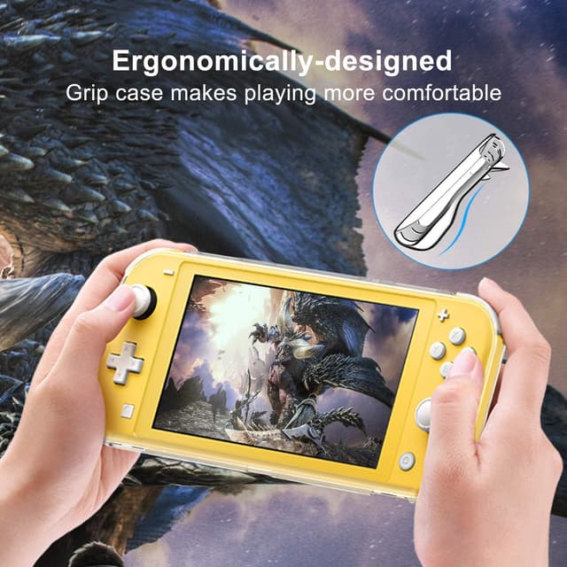 Detalle de YUANHOT Tasche & Schutzhülle-Set für Nintendo Switch Lite (4-in-1 mit TPU-Hülle, Display-Schutzfolie & Griffkappen) – Grün