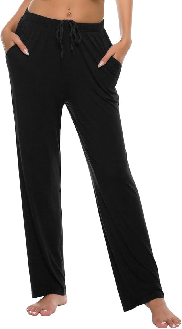 Detalle de JINSHI Women’s Modal Pajama Pants with Pockets, Soft Lightweight Elastic Drawstring Lounge Bottoms