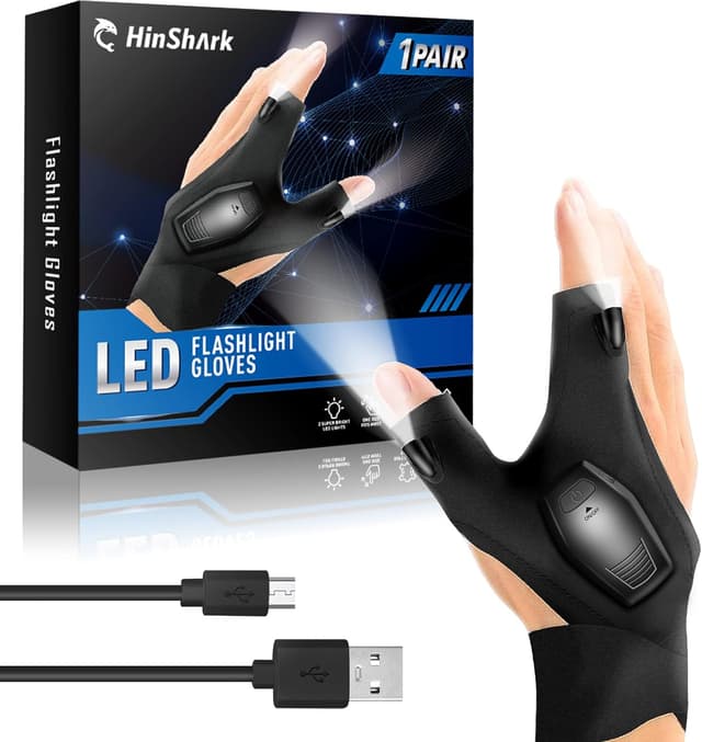 Detalle de Hinshark LED-Handschuhe wiederaufladbar 7–10h