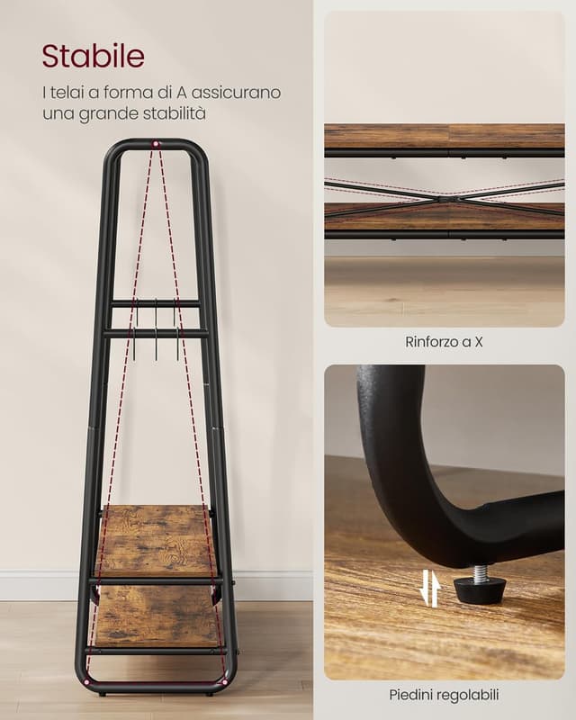 Detalle de VASAGLE appendiabiti 6 ganci laterali S