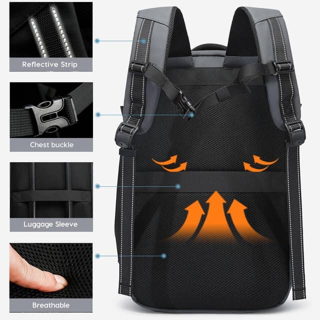 Detalle de BG FUTURE AESTHETICS Travel Backpack for Men & Women with TSA-Approved Lock, Waterproof 32L Laptop Daypack