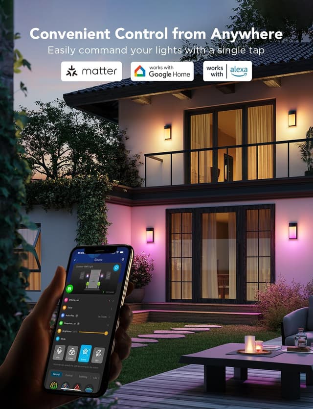 Detalle 2 de Govee Outdoor Wall Lights RGBIC (2 Pack) – 1500LM Smart LED, IP65, Alexa/Google & Matter