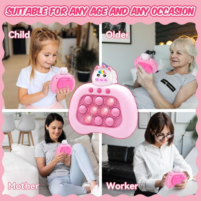 Detalle de Fidget Toys Fast Push Bubble Game Console (Pink) — Handheld Push Bubble Puzzle Game for Kids, Ages 3–12