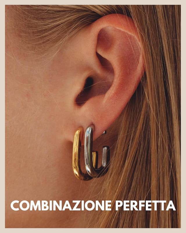 Thumbnail 4 de Cerchi quadrati in acciaio placcati 18K 2 cm