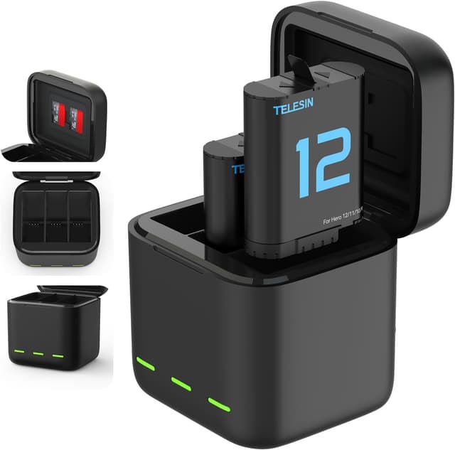 Detalle de TELESIN Akku-Ladegerät-Set 2er für GoPro