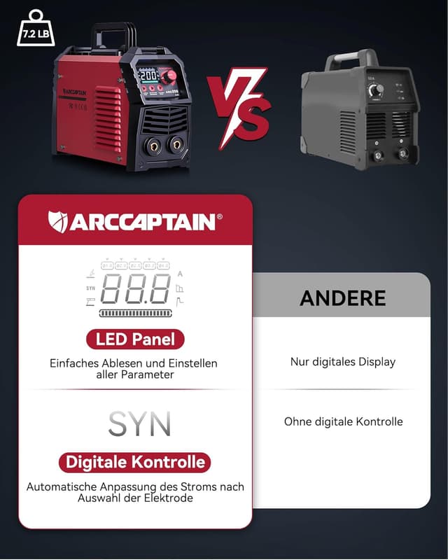 Detalle 2 de ARCCAPTAIN ARC 200A Schweißgerät mit Lift TIG
