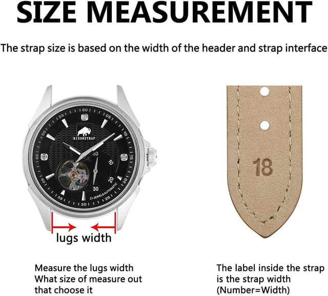 Detalle de Elegantes BISONSTRAP Leder-Uhrenarmband mit Schnellverschluss für 12–20 mm Bandanstoßbreite