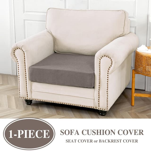 Detalle 2 de LA MEACK Couch Cushion Cover Seat Cushion Cover (1 Piece) – Stretch Slipcover for Armchair/Sectional, Taupe
