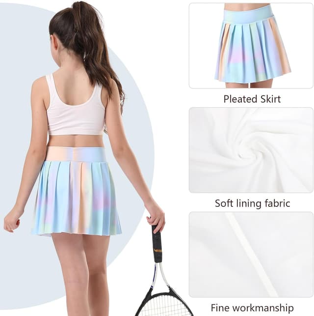 Detalle 2 de Bezioner Girls Tennis Skirt with Shorts (Golf Skort with Dual Pockets)