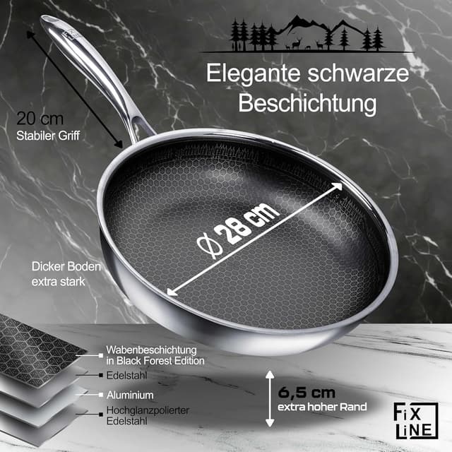 Thumbnail 3 de FIXLINE Black Forest Bratpfanne 28cm Antihaft
