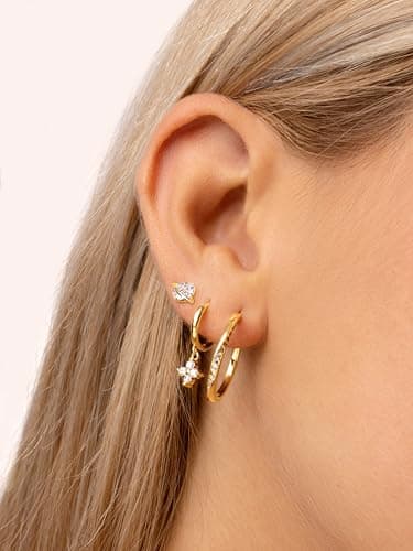 Detalle de SINGULARU Pendientes Hindi Plata 925 con baño 18Kt 💍