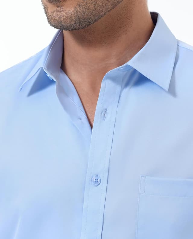 Detalle de siliteelon Herrenhemd bügelfrei Regular Fit – langarm, unifarben & Stretch für Business und Freizeit
