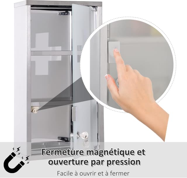Thumbnail 3 de HOMCOM Armoire à Pharmacie 2 étagères verrouillable