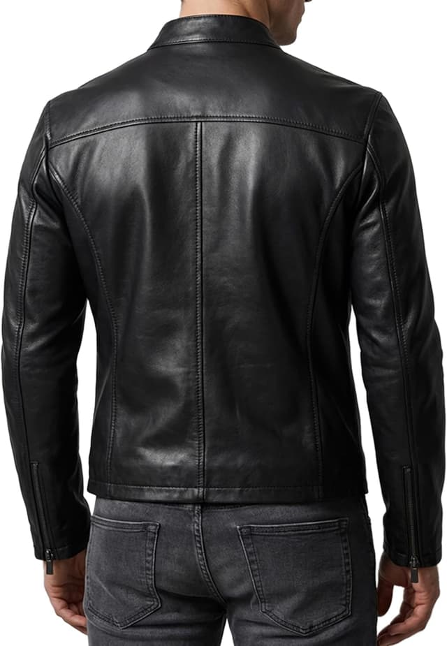 Detalle de Crone Epic Herren Lederjacke Cleane Basic aus 100% Echtleder – in vielen Varianten und Farben