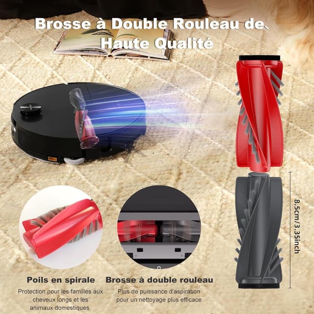 Detalle 2 de Yivy kit d’accessoires pour Roborock SAROS 10 / G30 (lot de 30) : brosses, filtres, serpillières et sacs