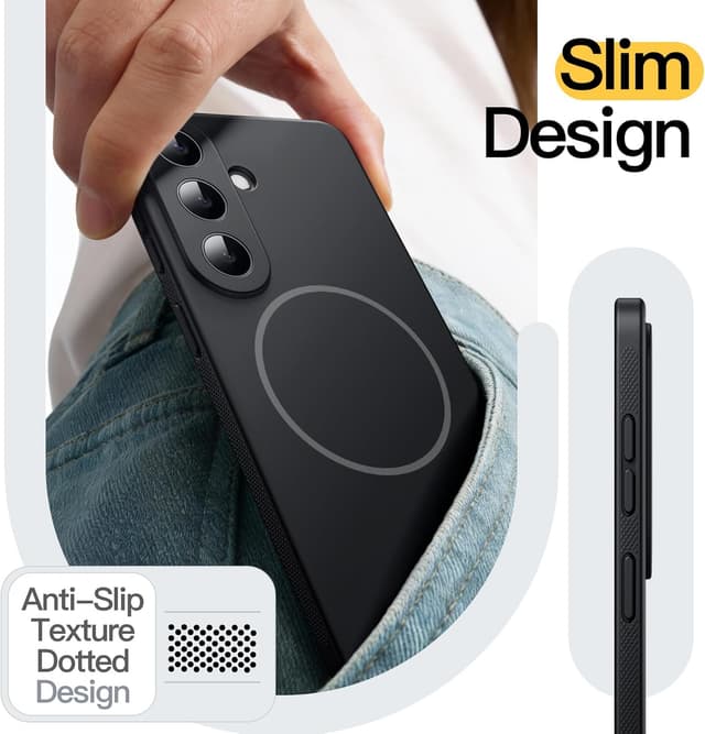 Detalle de JETech Cover Slim per Samsung Galaxy S26 con MagSafe e protezione obiettivo TPU (nero)