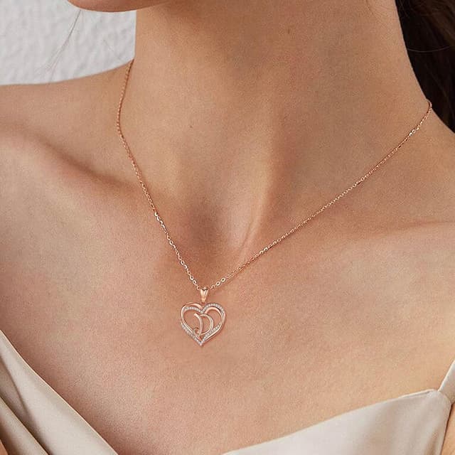 Thumbnail 6 de INFUSEU Collana con ciondolo cuore e lettera A-Z in rame placcato oro rosa