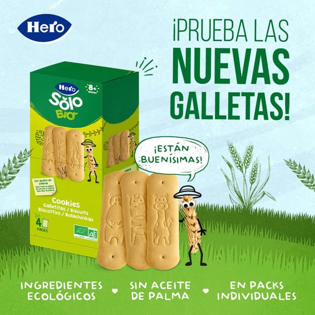 Detalle 2 de Hero Solo - Pack Galletas Ecológicas 🍪 Sin Aceite de Palma, 8 Meses