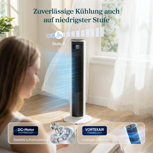 Detalle de LEVOIT Turmventilator mit 92 cm Höhe