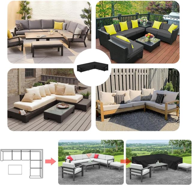 Thumbnail 6 de LAMUNI Lounge-Abdeckung für L-Form Loungemöbel (wasserdicht, Anti-UV), 260x180x90x80/60 cm