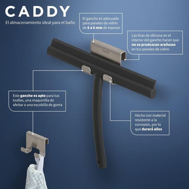 Thumbnail 7 de Tiger Caddy Gancho de toalla para ducha 🛁 Acero inoxidable