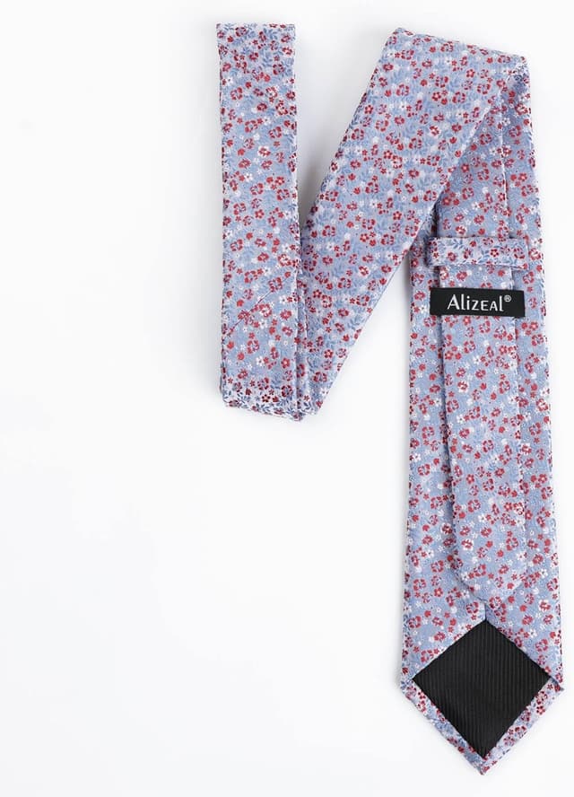 Detalle 2 de Alizeal Mens Floral Patterned Wedding Party Tie Set (8cm) with Pocket Square