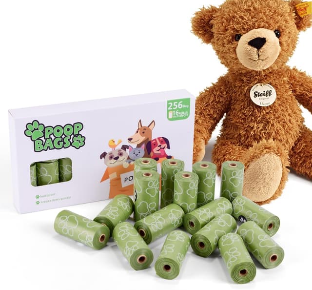 Detalle de Qiookioo Poop Bags Rolls 256 Count (9x13 inches) – Thickened Leakproof Green Bags with Lavender Scent