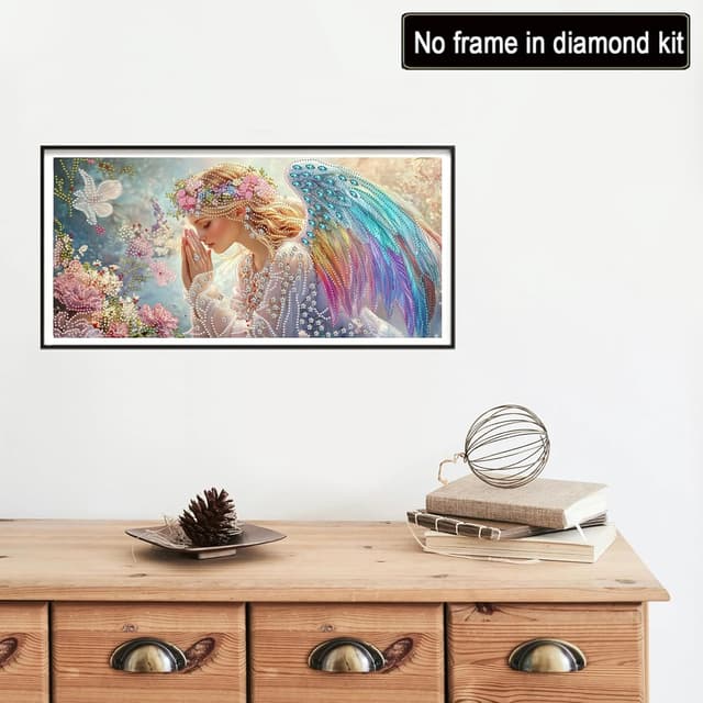 Detalle 2 de Reofrey Spezialform Diamond Painting Erwachsene Groß XXL „Engel“ – Kreuzstich-Optik mit Kristall-Strass, 30x60 cm