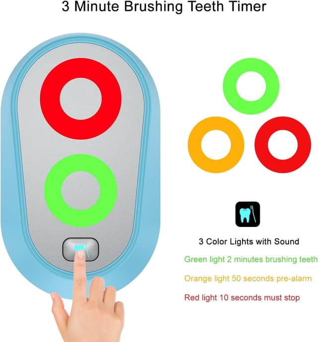 Detalle de Zähneputzen Timer für Kinder (2–3 Minuten) mit Farblichtern, magnetisch & wasserdicht – Blau
