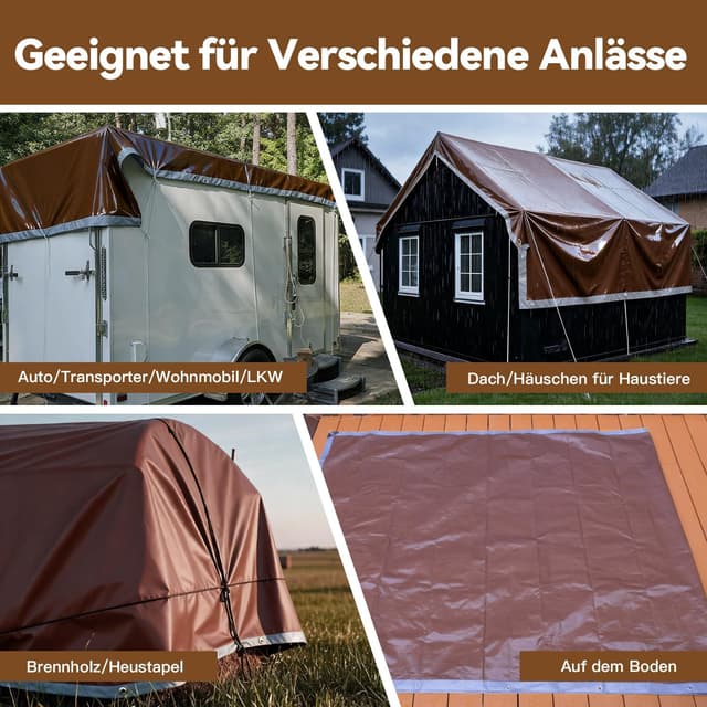Detalle de COVALL Abdeckplane Fertigmaß 2x3 m mit Ösen – wasserdicht 150 g/m², UV-stabil und reißfest