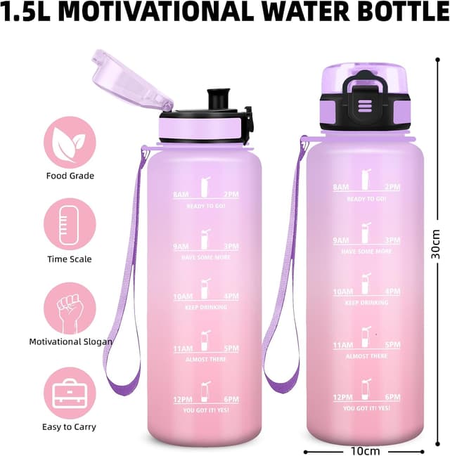 Thumbnail 2 de Botella Agua 1.5L con Marca de Tiempo 🚰 Ideal para Deporte y Viajes