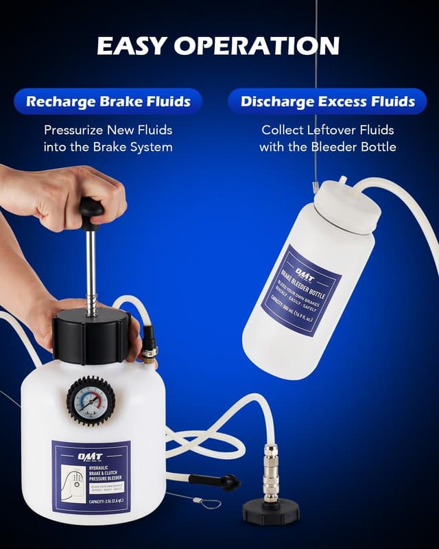 Detalle de Orion Motor Tech Pressure Bleeder 2.5L Set with 49.5mm Adapter (Manual Brake Bleeder)