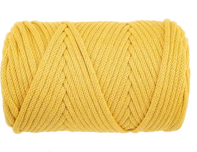 Detalle 2 de GLOREX Makramee-Cord 3 mm, senfgelb, 250 g (ca. 70 m) – 60 % Baumwolle/40 % Viskose-Polyester, zum Häkeln, Stricken & Knüpfen